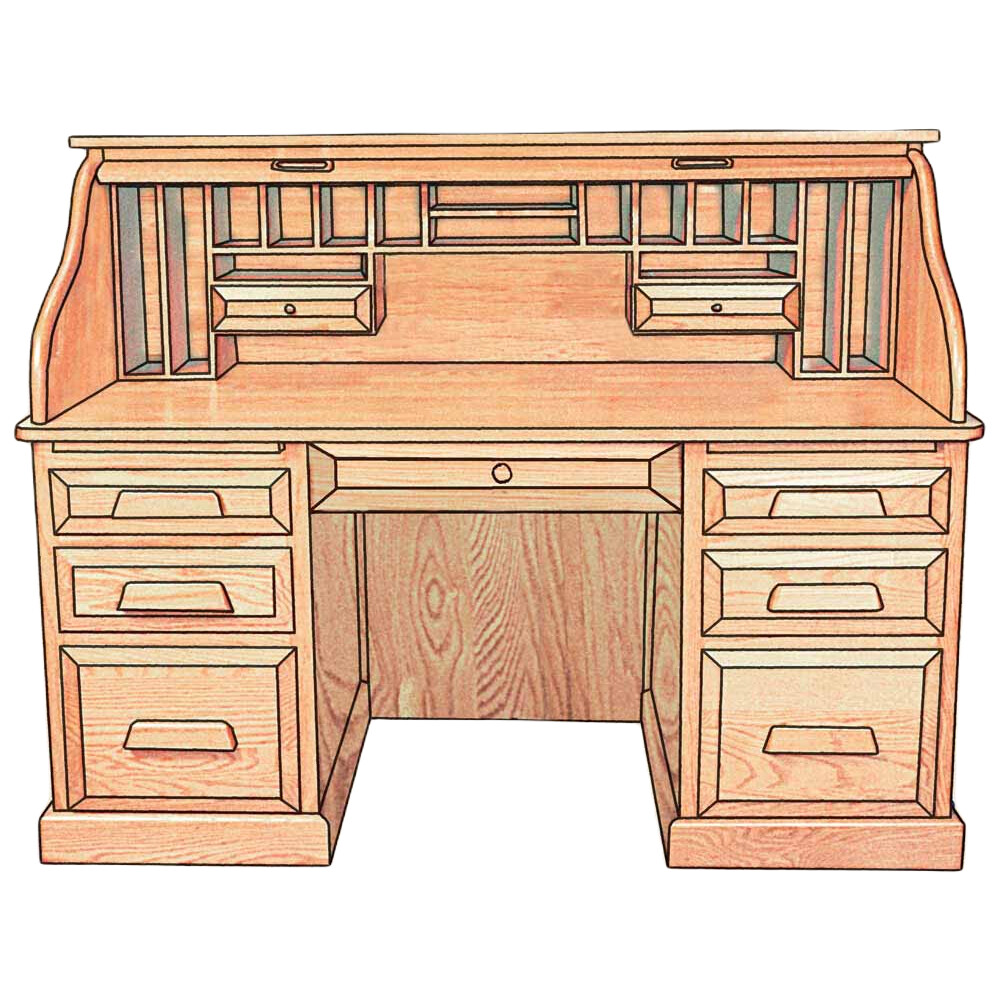 62" Traditional Rolltop Desk