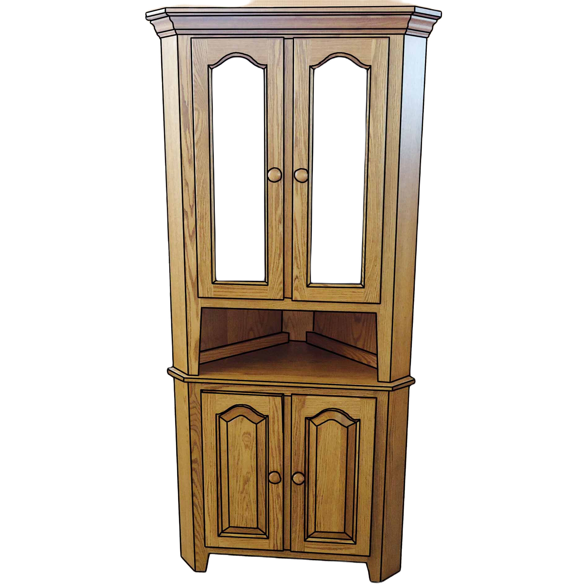25" Corner Hutch with open Serving Area