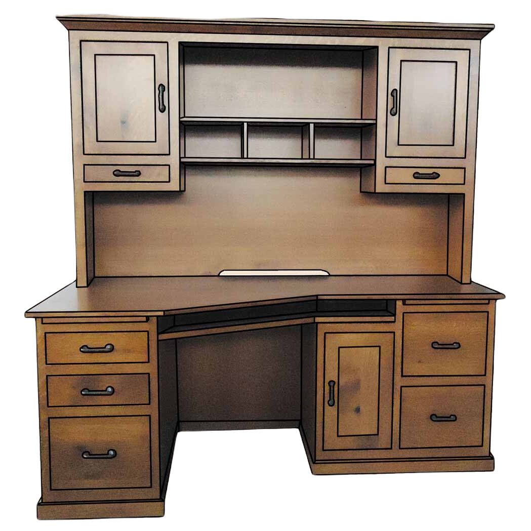 Mission Computer Wedge Desk & Hutch