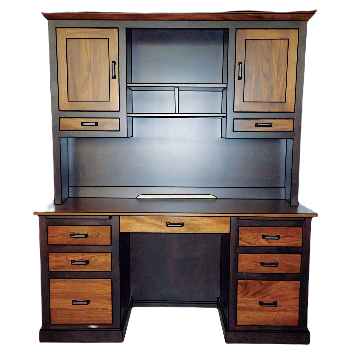 Mission Double Pedestal Desk & Hutch
