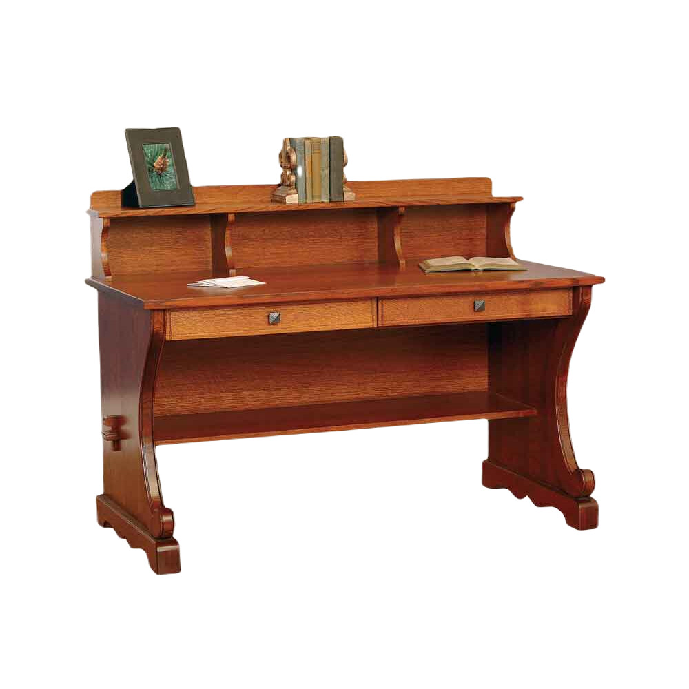 Village Mission Desk with Desk Top Shelf