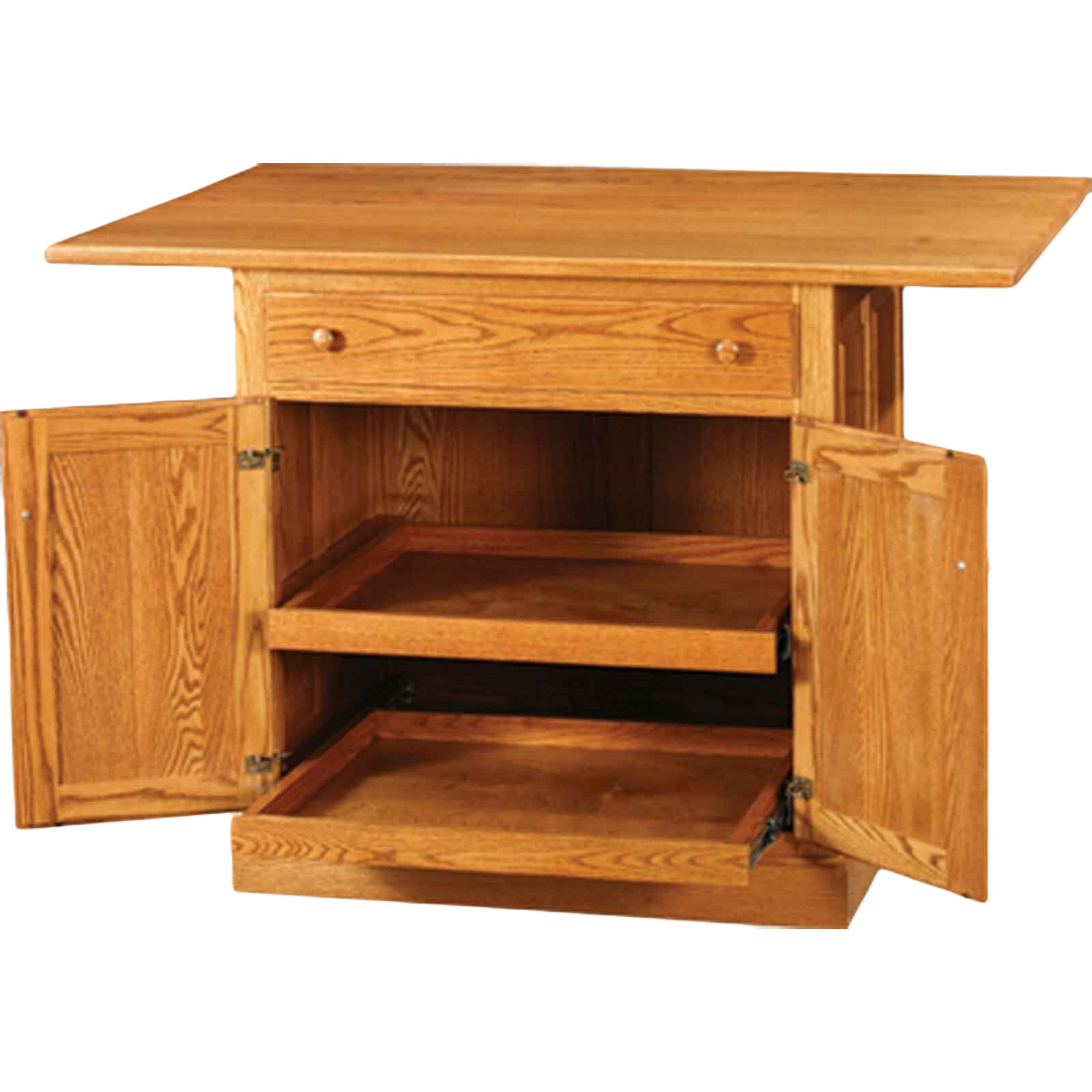 Traditional Raised Panel Island with Butcher Block Top & Optional Slide Out Shelves