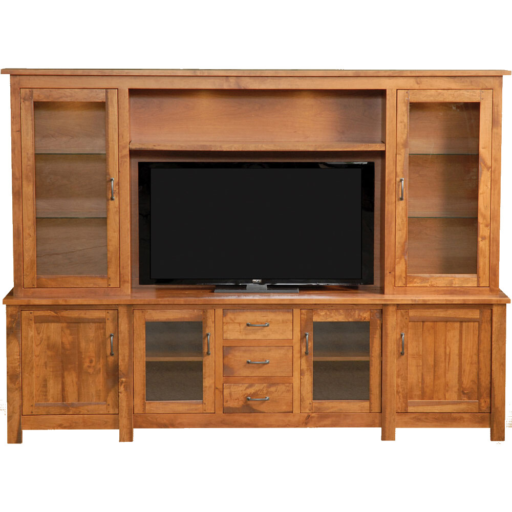 Barn Floor Style Rustic Hutch Entertainment Wall Unit