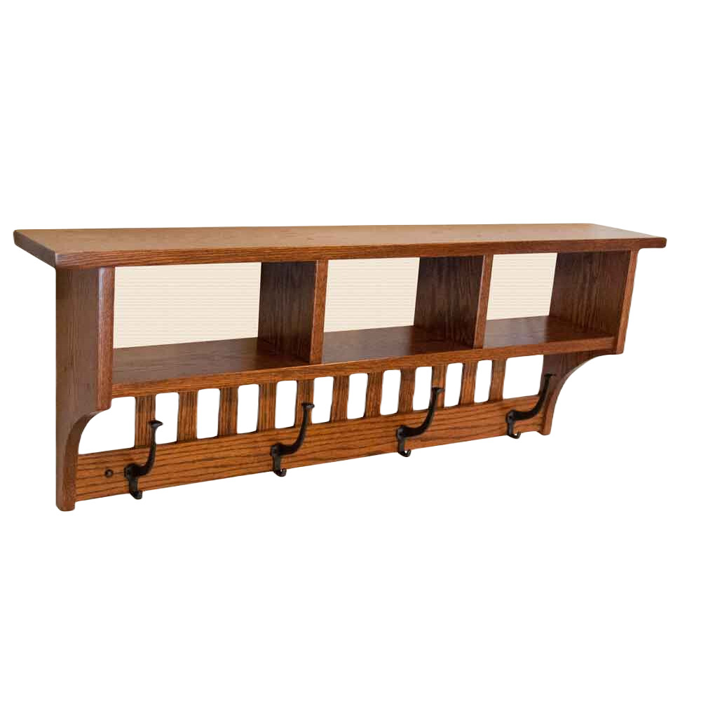 3 Cubbie Shelf with Coat Hooks