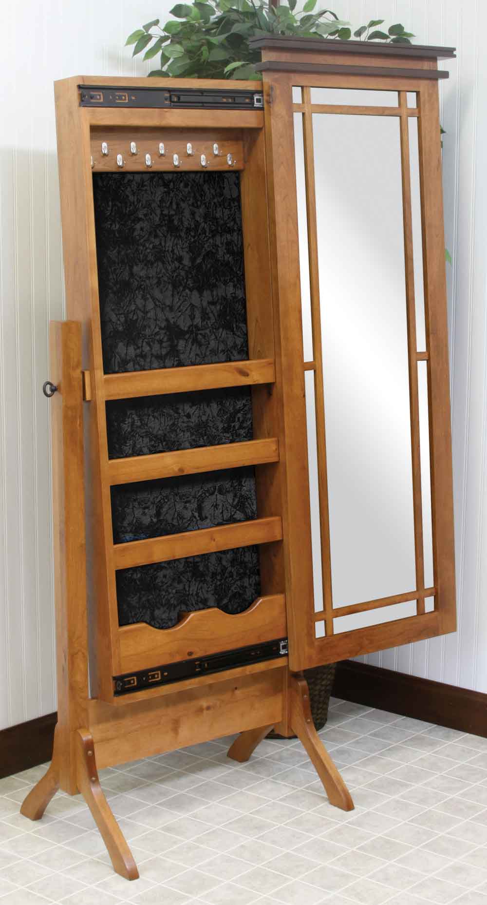 Maple Creek-2 Sliding Jewelry Storage Cheval Mirror